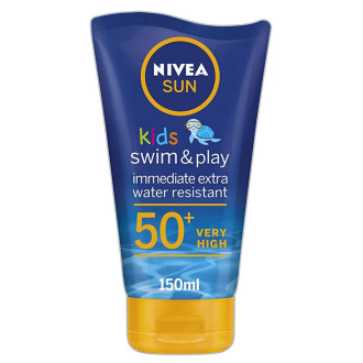 НИВЕА СЪН SWIM & PLAY Детски водоустойчив слънцезащитен лосион SPF50+ 150мл | NIVEA SUN Swim & Play Kids sun lotion SPF50+ 150ml