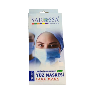 МАСКА ЗА ЛИЦЕ Трипластова за еднократна употреба, кутия x 10 бр САРОСА | PROTECTIVE FACE MASK Box of 10s SAROSSA