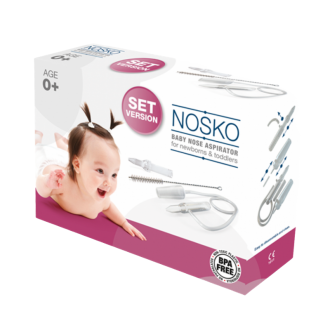 Аспиратор за нос за прахосмукачка с два накрайника и четка НОСКО | NOSKO SET Baby nose aspirator