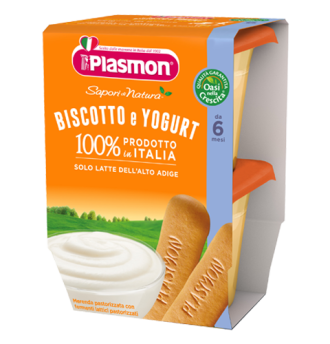 ПЛАЗМОН Млечен десерт с Бишкоти 6+ 2x120гр | PLASMON Merenda Biscotto e yogurt 6+ 2x120g