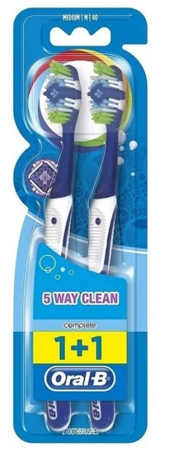 Четка за зъби КЪМПЛИЙТ 5 УЕЙ КЛИЙН (1+1) медиум ОРАЛ-Б | Toothbrush COMPLETE 5 WAY CLEAN (1+1) medium ORAL-B