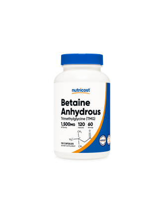 Бетаин анхидрид x 120 капсули НУТРИКОСТ | Betaine Anhydrous Trimethylglycine TMG x 120 caps NUTRICOST