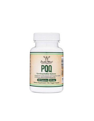 PQQ / (Пиролинквинолин квинон) 20 mg e хранителна добавка на американската компания Double Wood Supplements. Марката е производител на висококачествени добавки и ноотропни средства, сертифицирани при строг контрол на качеството в САЩ.