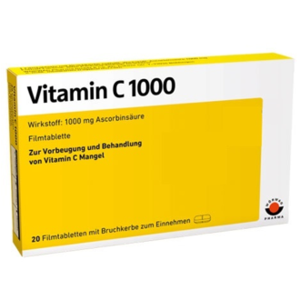 Витамин Ц 1000мг филмирани таблетки 20бр. ВЬОРВАГ ФАРМА | Vitamin C 1000mg film-coated tabs 20s WOERWAG PHARMA