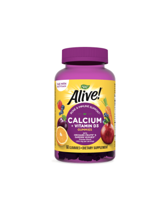АЛАЙВ Калций + Витамин Д3 260мг/1000IU + Фосфор 130мг х 60бр. желирани таблетки НЕЙЧЪР'С УЕЙ | ALIVE Calcium + Vitamin D3 250mg 60s gummies NATURE'S WAY