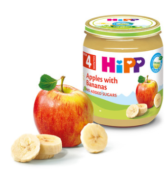 ХИП БИО Пюре Ябълки с банани 4+ м. 3бр х 125гр. | HIPP BIO Apples and bananas puree 4+ m 3s x 125g