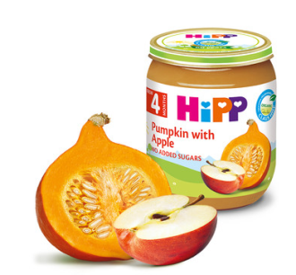 ХИП БИО Пюре Тиква с ябълки 4+ м. 3бр х 125гр. | HIPP BIO Pumpkin with apples puree 4+ m 3s x 125g