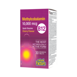 ВИТАМИН Б12 (МЕТИЛКОБАЛАМИН) 10000мкг 30бр сублингвални таблетки НАТУРАЛ ФАКТОРС | VITAMIN B12 (METHYLCOBALAMIN) 10000mcg 30s sublingual tablets  NATURAL FACTORS 