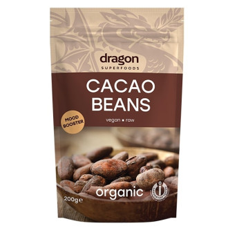 БИО Какаови зърна, цели 100гр или 200гр ДРАГОН СУПЕРФУУДС | BIO Cacao beans 100g or 200g DRAGON SUPERFOODS