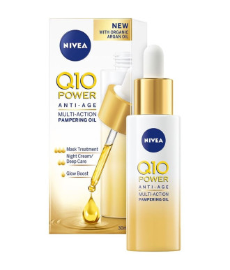 НИВЕА Q10+ ПАУЪР ЕКСТРА+ Мултифункционално олио против бръчки за суха кожа 30мл | NIVEA Q10+ POWER EXTRA+ Multi-action pampering oil for dry skin 30ml