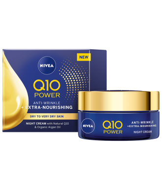 НИВЕА Q10+ ПАУЪР ЕКСТРА+ Подхранващ нощен крем против бръчки за суха кожа 50мл | NIVEA Q10+ POWER EXTRA+ Nourishing anti-wrinkle night cream 50ml