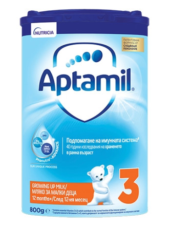 АПТАМИЛ 3 с Pronutra+ Преходно мляко 12+ м. 800гр. | APTAMIL 3 with Pronutra+ Growing up milk formula 12+ 800g