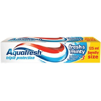 АКВАФРЕШ ТРИПЪЛ ПРОТЕКШЪН Паста за зъби ФРЕШ & МИНТИ синя 125мл | AQUAFRESH TRIPLE PROTECTION Toothpaste FRESH & MINTY 125ml 