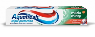 АКВАФРЕШ ТРИПЪЛ ПРОТЕКШЪН Паста за зъби МАЙЛД & МИНТИ зелена 50мл | AQUAFRESH TRIPLE PROTECTION Toothpaste MILD & MINTY 50ml 