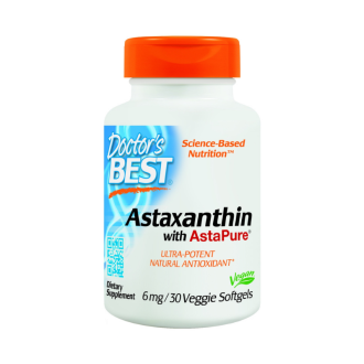АСТАКСАНТИН 6мг. 30 меки капс. ДОКТОРС БЕСТ | АSTAXANTIN with AstaPure 6mg 30 soft gels DOCTOR'S BEST