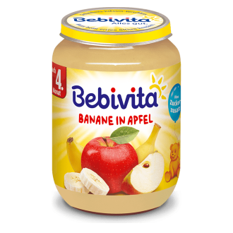 БЕБИВИТА Пюре Ябълка и банан 4+ м. 3бр х 190гр. | BEBIVITA Apple and banana puree 4+ 3s x 190g