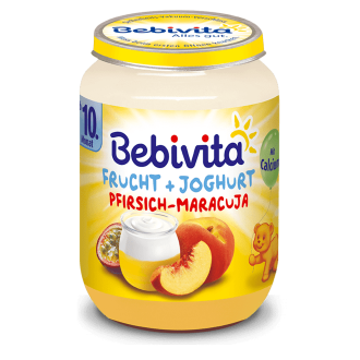 БЕБИВИТА Дует Йогурт с плодове - праскова и маракуя 10+ м. 3бр х 190гр. | BEBIVITA Yoghurt with fruits - peach and passion fruit 10+ 3s x 190g