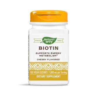 БИОТИН (Витамин Б7) 1000мкг. 100бр. дъвчащи табл. НЕЙЧЪР'С УЕЙ | BIOTIN (Vitamin B7) 1000mcg 100s lozenges NATURE'S WAY