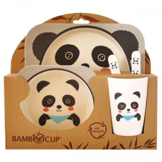 ЕКО ДЕТСКИ КОМПЛЕКТ ЗА ХРАНЕНЕ ОТ БАМБУК Панда 5 части БАЛЕВ БИО | ECO BAMBOO KIDS DINNERWARE SET Panda 5 pieces BALEV BIO