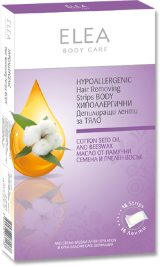 ЕЛЕА Хипоалергични Депилиращи ленти за тяло 16бр | ELEA Hypoallergenic Hair removing Body strips 16s