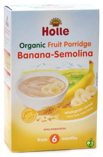 ХОЛЕ ОРГАНИК Безмлечна каша с грис и банан 6+ 250гр | HOLLE ORGANIC Fruit porridge banana-semolina 6+ 250g