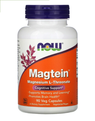 МАГТЕИН (Магнезиев треонат) капсули 90бр НАУ ФУУДС | MAGTEIN (Magnesium Threonate) veggie caps 90s NOW FOODS