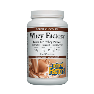 Растителен протеин с вкус на шоколад x 1кг НАТУРАЛ ФАКТОРС | Whey Factors® Grass Fed Whey Protein french double chocolate flavour х 1kg NATURAL FACTORS