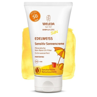 ВЕЛЕДА Слънцезащитен лосион с Еделвайс за чувствителна кожа, подходящ за бебета и деца SPF50 50мл | WELEDA Edelweiss sunscreen lotion, Sensitive, SPF50 50ml
