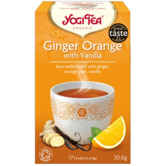 ЙОГИ ОРГАНИК БИО Аюрведичен чай "Джинджифил и портокал с ванилия", пакетчета 17бр | YOGI ORGANIC BIO Ayurvedic tea blend "Ginger oragne with vanilla" teabags 17s